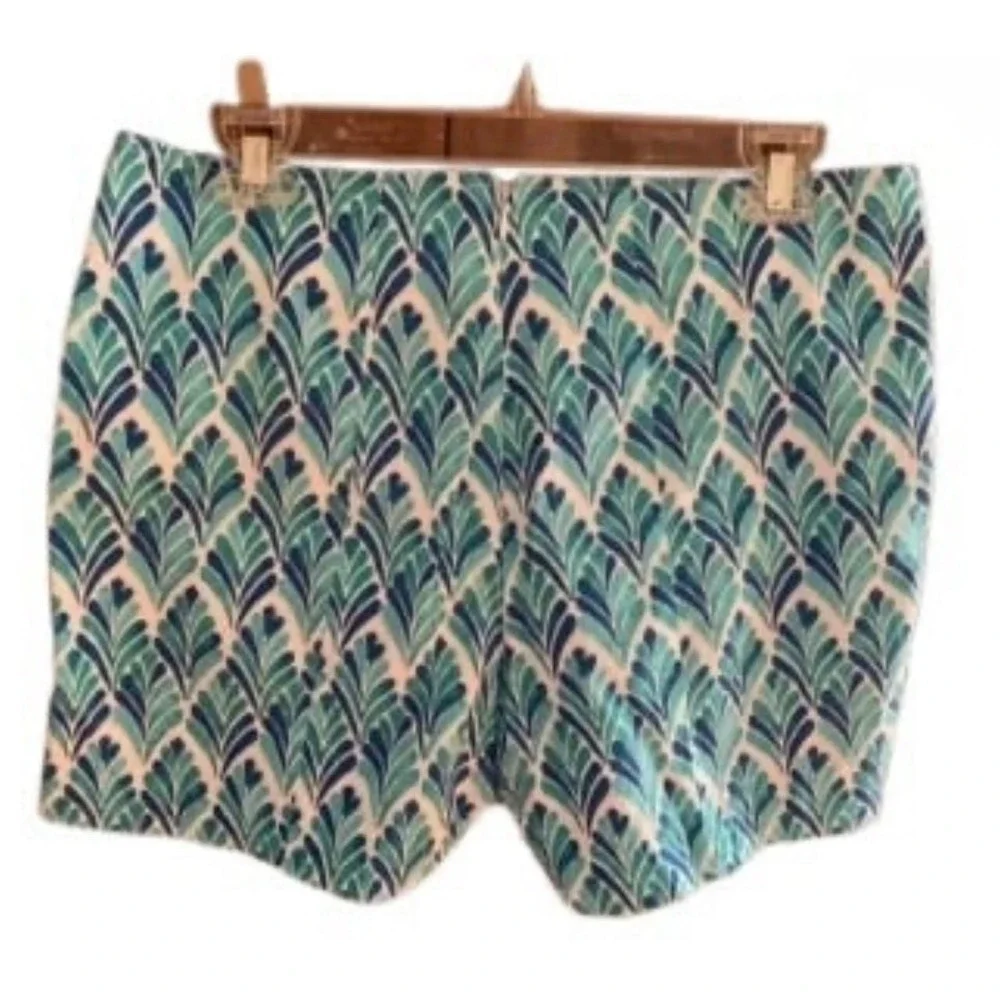 Pappagallo Women's Shorts Sz 8 Geometric‎ Print Blue Green White